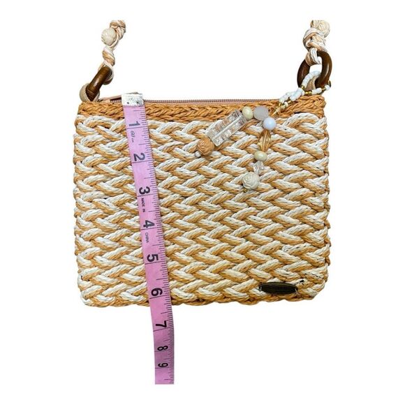 Cappelli Straworld Elegant Woven Straw Crossbody Bag Cream Tan Coastal Grandma - Picture 8 of 10